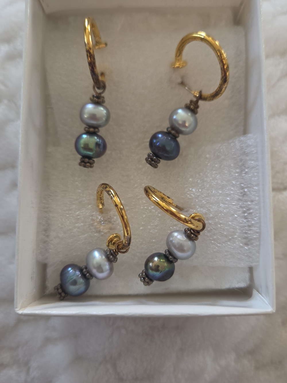✨ MATCHING SET Duo: 2 Pairs JADED 925 Gold Double  Pearl Drop Earrings W/ Box